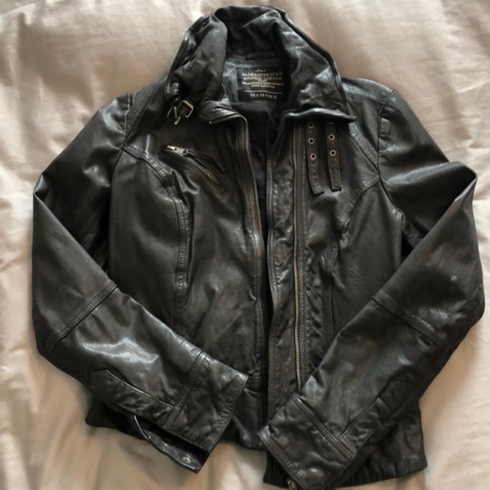 AllSaints Women’s Black Belvedere Leather Jacket